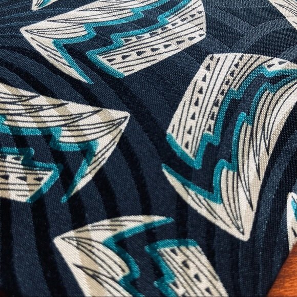 SWING Silk Vintage Bold Geometric Tie Black teal Beige 57 x 4 inches - Picture 7 of 8